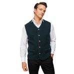 DESEN TRİKO Erkek V Yaka Keçe Aksesuarlı Pike Dokuma Yün Yelek Yeşil Beden;2XL,Renk;Yeşil dsnNM4787
