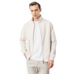 Desen Triko Hakim Yaka Yan Cepli Mont, 2XL, Hakim Yaka Mont, Krem, Erkek