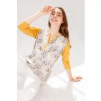 DESEN TRİKO Kadın Açma Yaka Truvakar Kol Desenli Penye Bluz Bal Beden;4 BEDEN (XL) dsnNM739