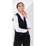 Desen Triko Kadın Çelik Örgü Cebi Fermuarlı Düz Triko Yelek 02421003 Koyu Lacivert