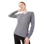 DESEN TRİKO Kadın Ligralı Uzun Kol Basic V Yaka Bluz Gri Beden;M dsnNM84