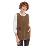 Desen Triko Kadın Sıfır Yaka Cep Üstü İşlemeli Kısa Yün Yelek V.Camel Beden;L,Renk;V.Camel