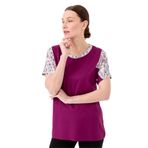 DESEN TRİKO Kadın Sıfır Yaka Düşük Kol Çiçek Baskılı Penye Bluz Mürdüm Beden;4 BEDEN (XL) dsnNM847