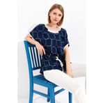 DESEN TRİKO Kadın Sıfır Yaka İki Renk Penye T-shirt Laci/Ekru Beden;XL,Renk;Laci/Ekru dsnNM7623