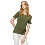 DESEN TRİKO Kadın Sıfır Yaka Kısa Kol Pamuk Kaşkorse T-shirt Haki Beden;L,Renk;Haki dsnNM7845