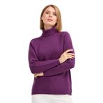 DESEN TRİKO Kadın Tam Balıkçı Yaka Omzu Saç Örgülü Yün Kazak A.Mor Beden;M,Renk;A.Mor dsnNM3332
