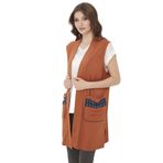 DESEN TRİKO Kadın Uzun Penye Yelek Taba Beden;M,Renk;TABA dsnNM5083