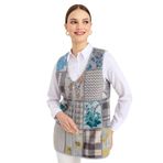 Desen triko Kadın V Yaka Patchwork Yelek A.Mavi Beden;M,Renk;A.Mavi