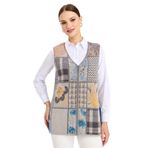 Desen triko Kadın V Yaka Patchwork Yelek K.Gri Beden;XL,Renk;K.Gri