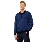 Desen Triko Polo Yaka Baklava Desenli Yün Kazak, 2XL, 24520, K.Lacivert, Erkek
