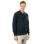 Desen Triko Polo Yaka Baklava Desenli Yün Kazak, 2XL, 24520, Yeşil, Erkek