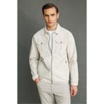 Desen Triko Polo Yaka Mont, L, 25440, Krem, Erkek