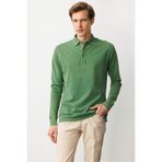 Desen Triko Polo Yaka Uzun Kollu Sweatshirt, 3XL, 25727, A.Yeşil, erkek
