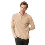 Desen Triko Polo Yaka Uzun Kollu Sweatshirt, XL, 25727, K.Bej, erkek