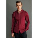 Desen Triko Uzun Kol Manşetli Gömlek, 2XL, 950, Bordo, Erkek