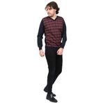 Desen Triko V Yaka Desenli Yün Kazak, 2XL, 8024201705532, LACİVERT, Erkek