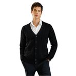 Desen Triko V Yaka Kalın Saç Örgülü Yün Ceket, 2XL, 25520, Siyah, Erkek