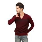 Desen Triko V Yaka Yün Kazak, 2XL, 802420209640, BORDO, Erkek