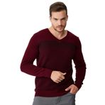 Desen Triko V Yaka Yün Kazak, L, 802420229640, Bordo, Erkek