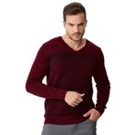 Desen Triko V Yaka Yün Kazak, M, 802420229640, Bordo, Erkek