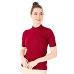 Desen Triko Yarım Balıkçı Bluz, XL, 8024202120345, Kırmızı, Kadın