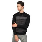 Desen Triko Yarım Balıkçı Yün Kazak, 2XL, 802420229641, Siyah, Erkek