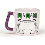 Desene Bak Babaya Özel Evimizin Direği Babam Yazılı Kupa Bardak - Komik Tasarım Baskılı Seramik Hediye Kupa Bardak - Mor