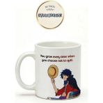 Desene Bak One Piece Luffy Baskılı Seramik Hediye Kupa Bardak Kişiye Özel Kişiselleştirilebilir Anime - Beyaz