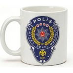 Desene Bak Polise Hediye Polis Rozeti Desenli Baskılı Hediye Kupa Bardak - Beyaz