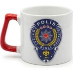 Desene Bak Polise Hediye Polis Rozeti Desenli Baskılı Hediye Kupa Bardak - Kırmızı