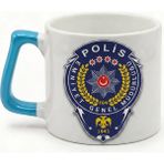 Desene Bak Polise Hediye Polis Rozeti Desenli Baskılı Hediye Kupa Bardak - Mavi