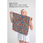 DESENİX Etnik Paisley Desenli Fular | Safir Mavi & Mercan Turuncu | 50x50-70x70-90x90cm | İpeksi Şifon Kumaş