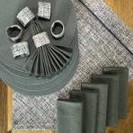 Desenizmir Amerikan Servis Hasır Desen Takım 6 Supla, 6 Kumaş Peçete, 6 Peçete Halkası ve Runner Örtü Kombin6 - Renkli - 40 x 140 cm