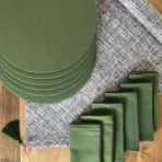 Desenİzmir Amerikan Servis Hasır Desen Takım 6 Supla, 6 Kumaş Peçete ve Runner Örtü Kombin3 - 40 x 140 cm - Renkli