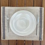 Desenİzmir Amerikan Servis Jüt Hasır Beyaz Şeritli 2'li - 35 x 45 cm - Lacivert