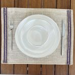 Desenİzmir Amerikan Servis Jüt Hasır Beyaz Şeritli 2'li - 35 x 45 cm - Mor