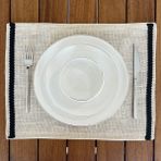Desenİzmir Amerikan Servis Jüt Hasır Beyaz Şeritli 2'li - 35 x 45 cm - Siyah