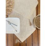 Desenİzmir Amerikan Servis Jüt Hasır Kırmızı Şeritli Runner - 40 x 150 cm - Açık Bej