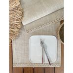 Desenİzmir Amerikan Servis Jüt Hasır Kırmızı Şeritli Runner - 40 x 150 cm - Beyaz