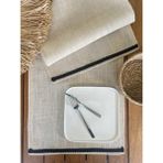 Desenİzmir Amerikan Servis Jüt Hasır Kırmızı Şeritli Runner - 40 x 150 cm - Siyah