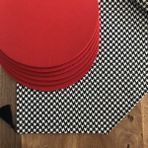 Desenİzmir Amerikan Servis Kaz Ayağı Desen Takım 6 Supla ve Runner Örtü - 40 x 140 cm - Renkli
