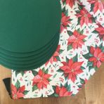 Desenizmir Amerikan Servis Yılbaşı Çiçeği Desen Takım 6 Supla ve Runner Örtü Kombin 1 - 40 x 140 cm - Koyu Yeşil