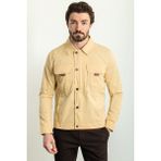Desenli Açık Bej Rengi Slim Fit Gömlek Yaka Erkek Mont - 50