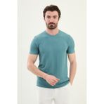 Desenli Açık Yeşil Slim Fit Bisiklet Yaka Erkek T-Shirt