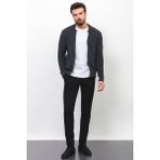 Desenli Antrasit Renk Slim Fit Hakim Yaka Erkek Hırka - 2XL