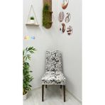Desenli Baskılı Kadife Elastik Esnek Sandalye Koruyucu Örtü - Model Bk-18 - Altı Adet - 40 x 40 cm - Ekru