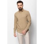 Desenli Bej Rengi Slim Fit Erkek Gömlek - 2XL
