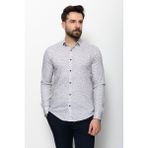 Desenli Bej Rengi Slim Fit Erkek Gömlek - XL
