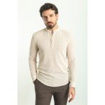 Desenli Bej Rengi Slim Fit Hakim Yaka Uzun Kollu Erkek Gömlek - XL - Bej - Ekru
