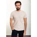 Desenli Bej Slim Fit Bisiklet Yaka Erkek T-Shirt - 2XL